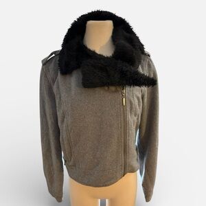Aeropostale Gray Jacket with Black Fur Collar